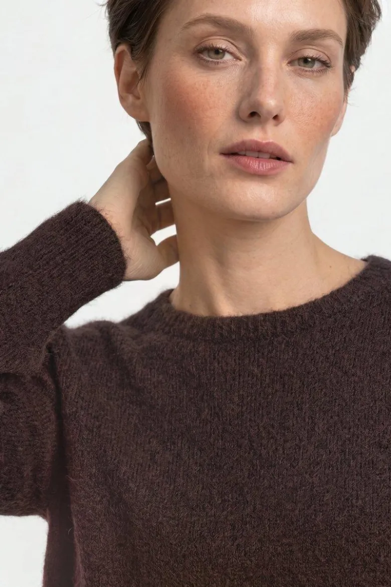 Cropped Pullover mit U-Boot-Ausschnitt