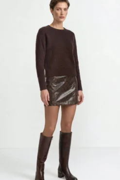 Cropped Pullover mit U-Boot-Ausschnitt