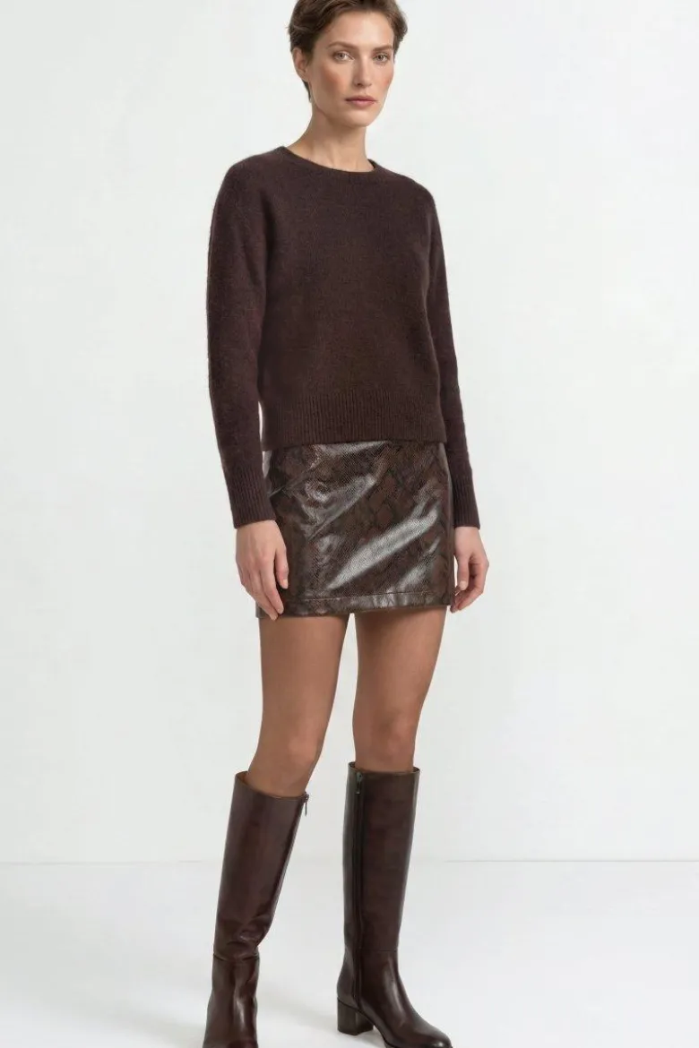 Cropped Pullover mit U-Boot-Ausschnitt
