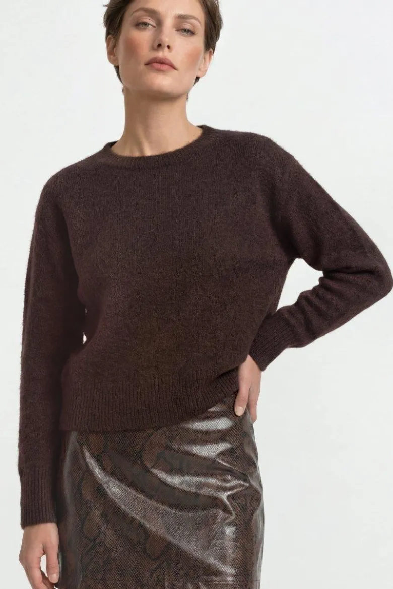 Cropped Pullover mit U-Boot-Ausschnitt