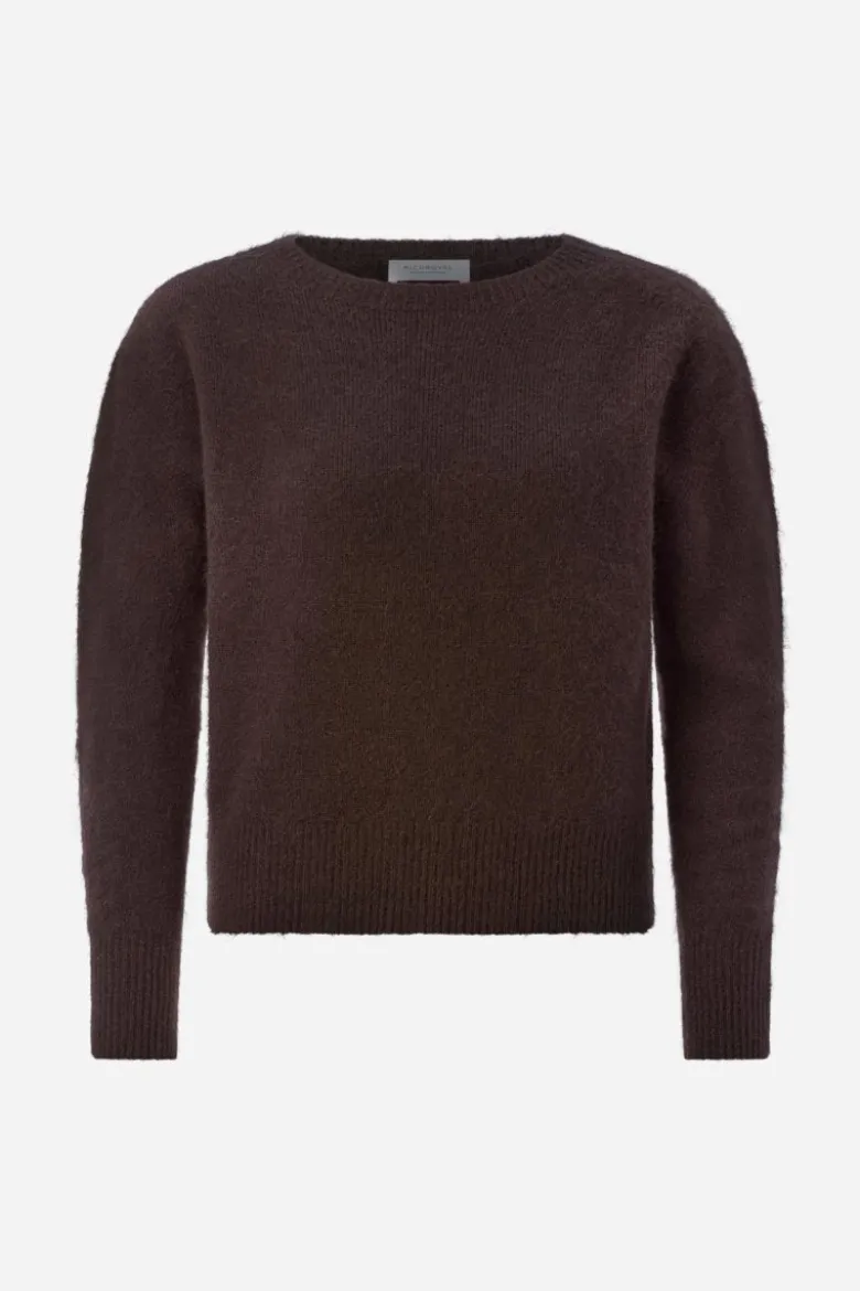 Cropped Pullover mit U-Boot-Ausschnitt