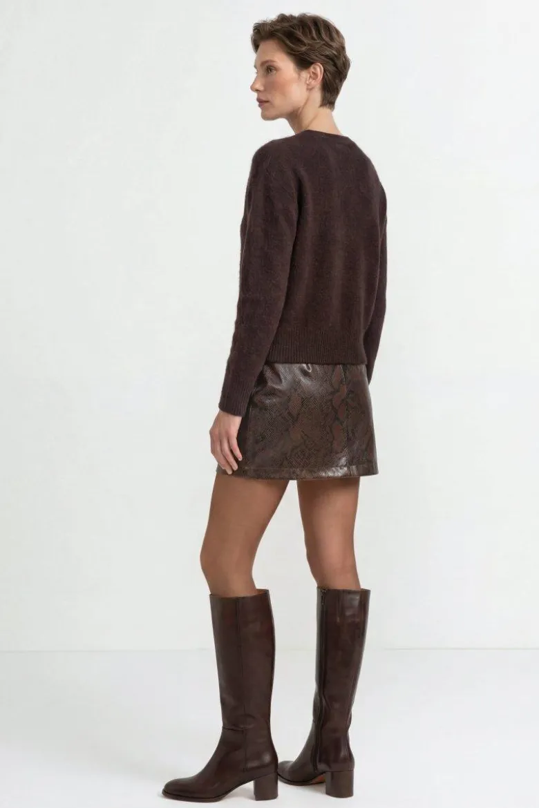 Cropped Pullover mit U-Boot-Ausschnitt