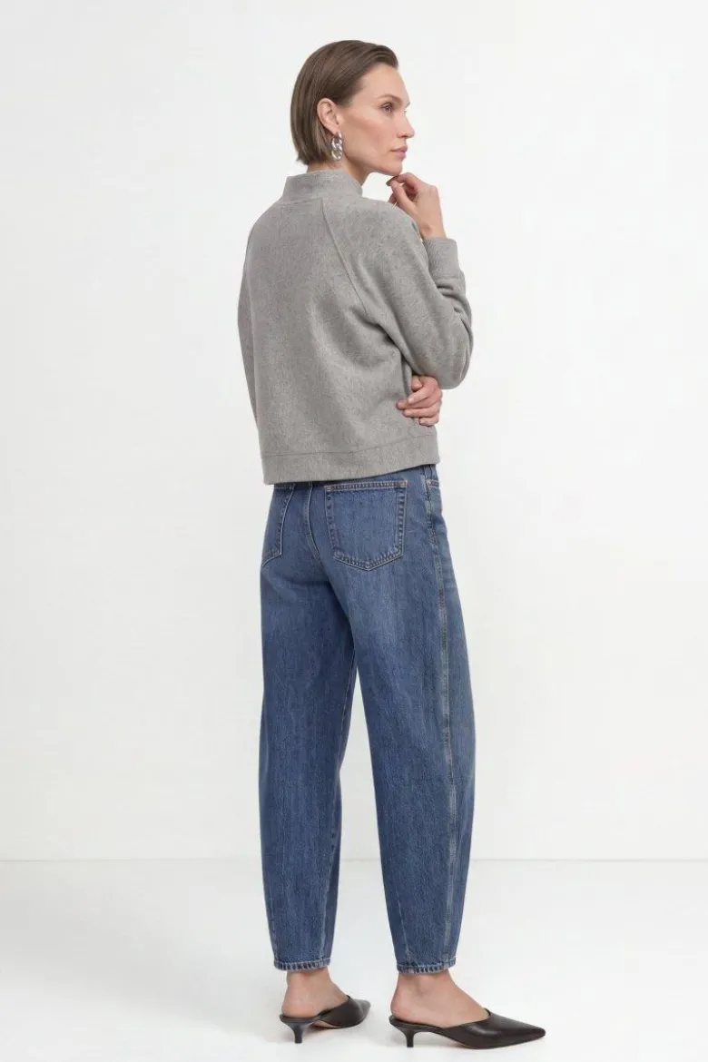 Cropped Sweatshirt mit Stehkragen