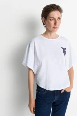 Cropped-Top mit Schleifen-Print