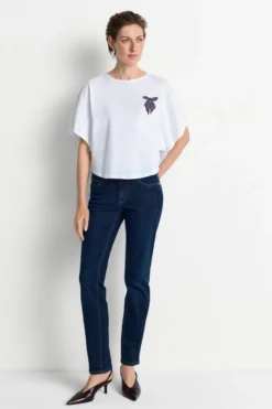 Cropped-Top mit Schleifen-Print