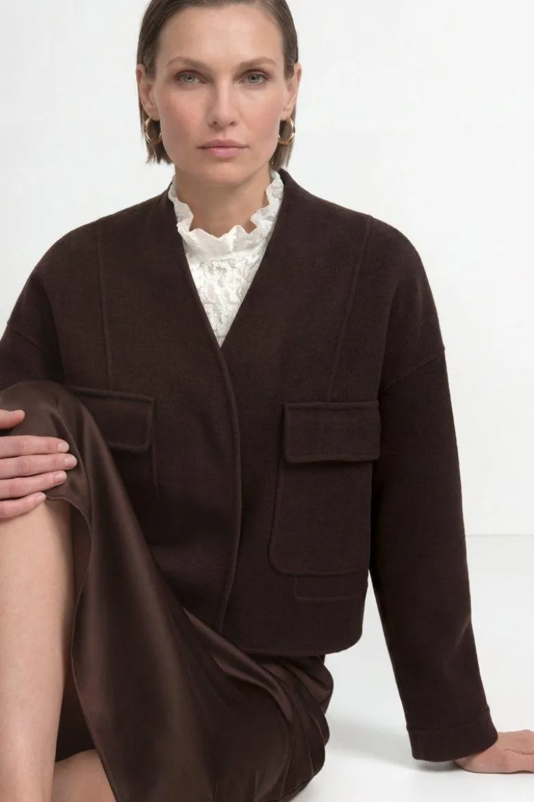 Cropped Wolljacke in Boxy-Fit