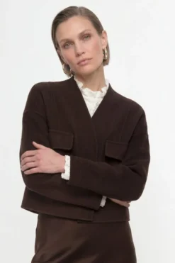 Cropped Wolljacke in Boxy-Fit