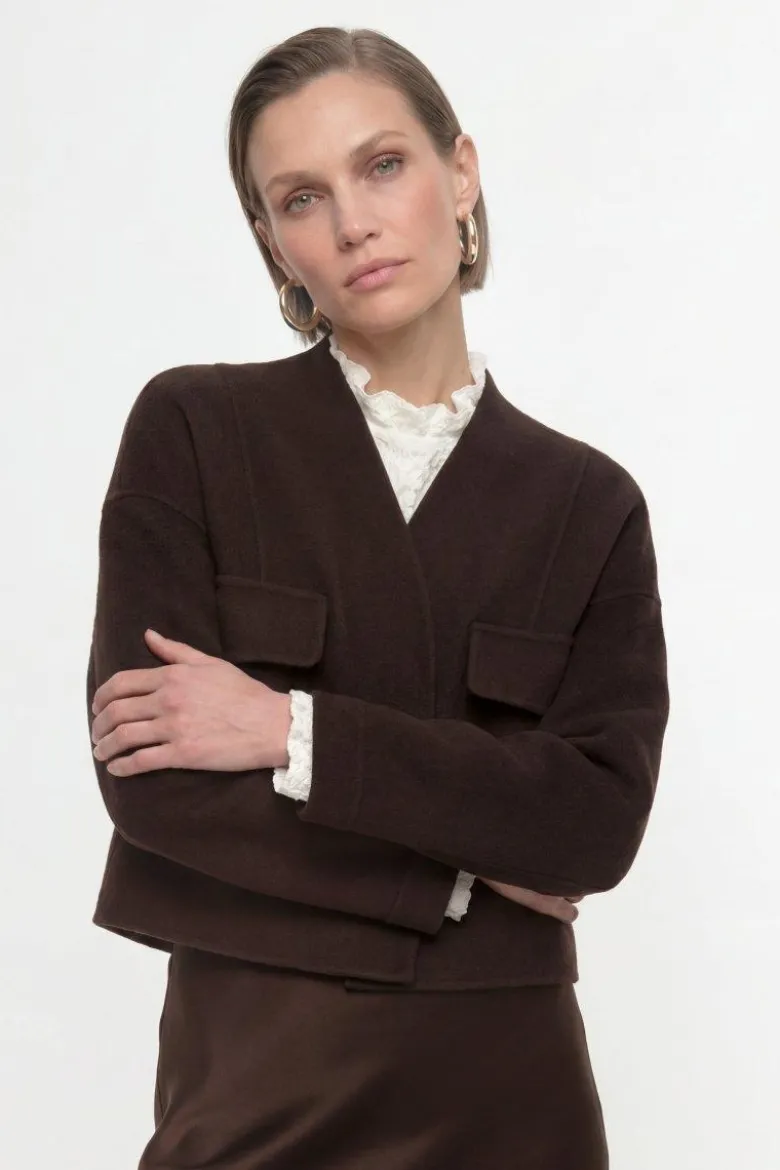 Cropped Wolljacke in Boxy-Fit