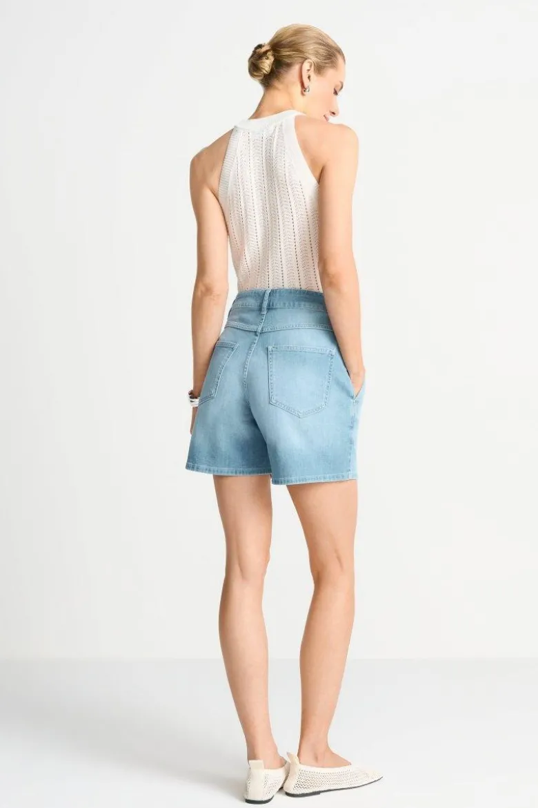 Denim-Shorts mit Passe