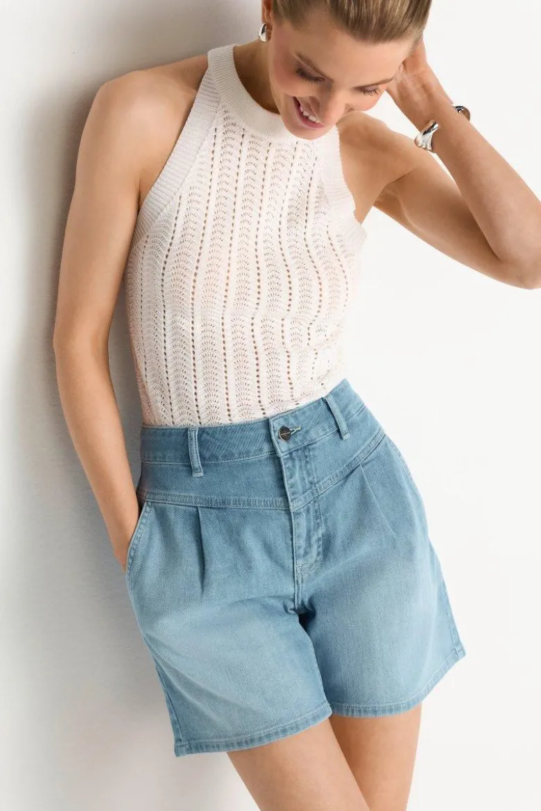 Denim-Shorts mit Passe