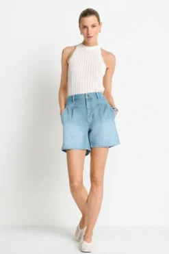 Denim-Shorts mit Passe
