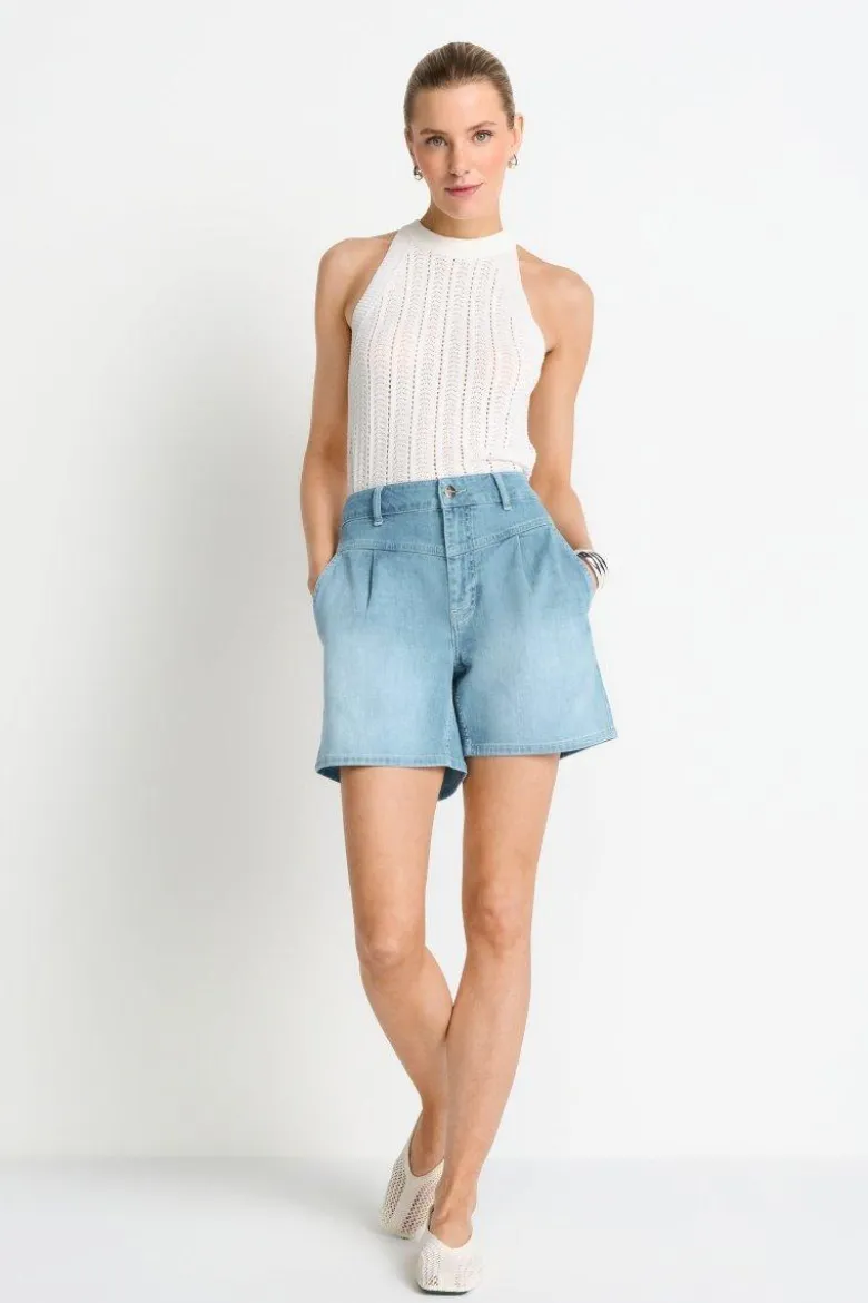 Denim-Shorts mit Passe