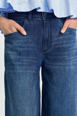 Dunkelblaue Wide-Leg-Jeans