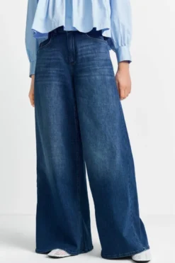 Dunkelblaue Wide-Leg-Jeans