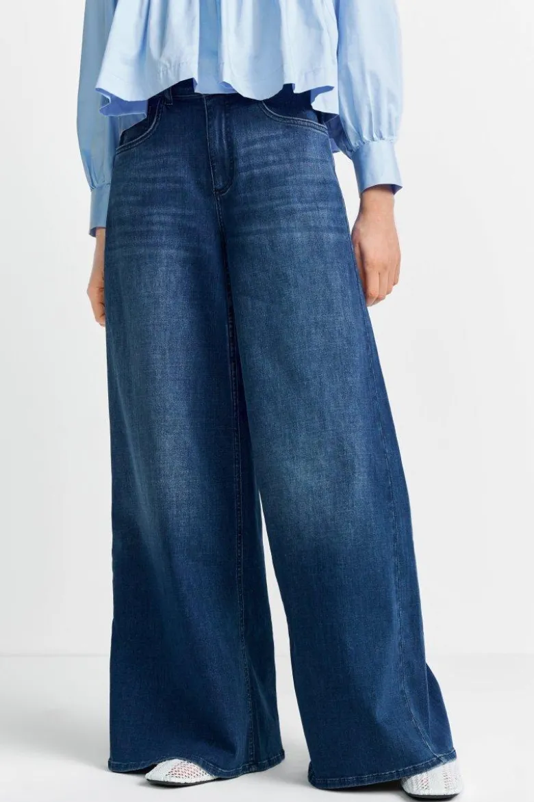 Dunkelblaue Wide-Leg-Jeans