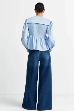 Dunkelblaue Wide-Leg-Jeans