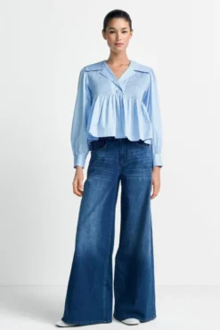 Dunkelblaue Wide-Leg-Jeans