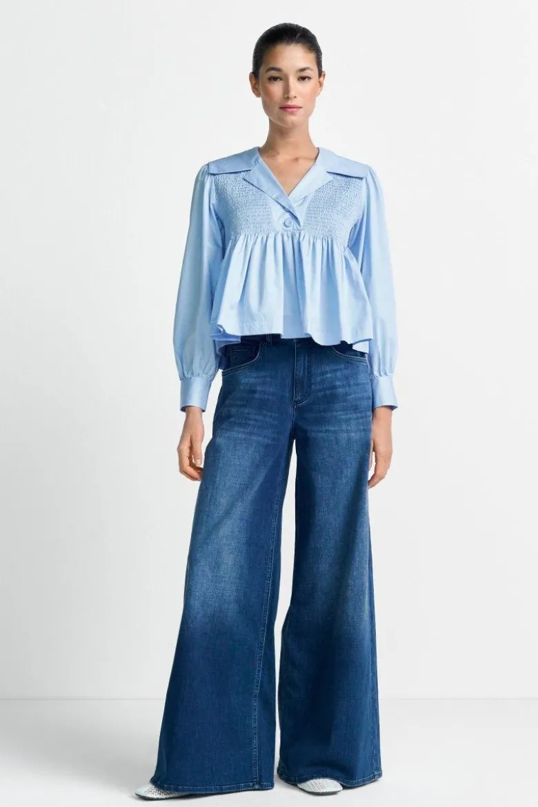 Dunkelblaue Wide-Leg-Jeans