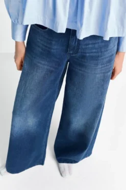 Dunkelblaue Wide-Leg-Jeans