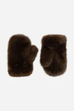 Dunkelbraune Handschuhe in Felloptik
