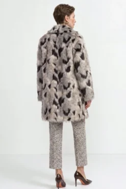 Fellimitatmantel mit Animal-Print