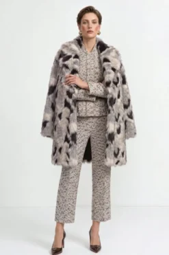 Fellimitatmantel mit Animal-Print