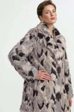 Fellimitatmantel mit Animal-Print