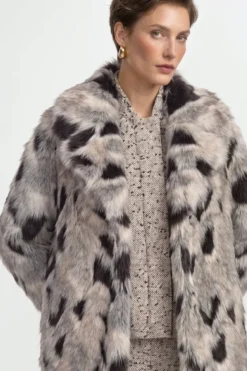 Fellimitatmantel mit Animal-Print