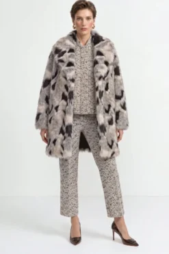 Fellimitatmantel mit Animal-Print