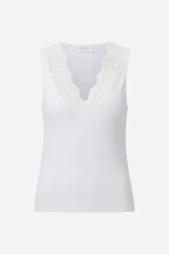 Figurbetontes Spitzentop aus Rippjersey