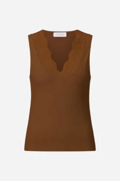 Figurbetontes Spitzentop aus Rippjersey