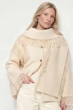 Fransenjacke mit Schalkragen