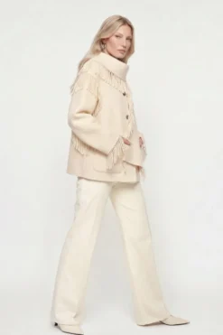 Fransenjacke mit Schalkragen