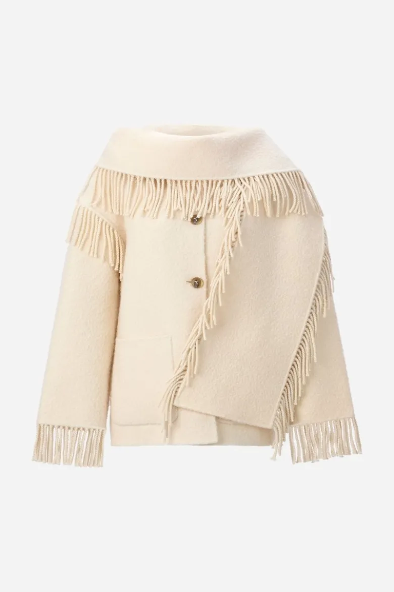 Fransenjacke mit Schalkragen