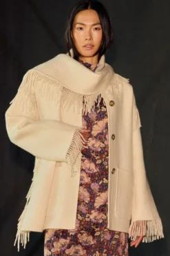 Fransenjacke mit Schalkragen