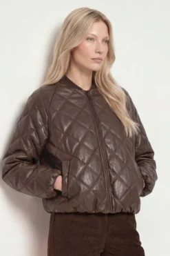 Gesteppte Jacke in Lederoptik