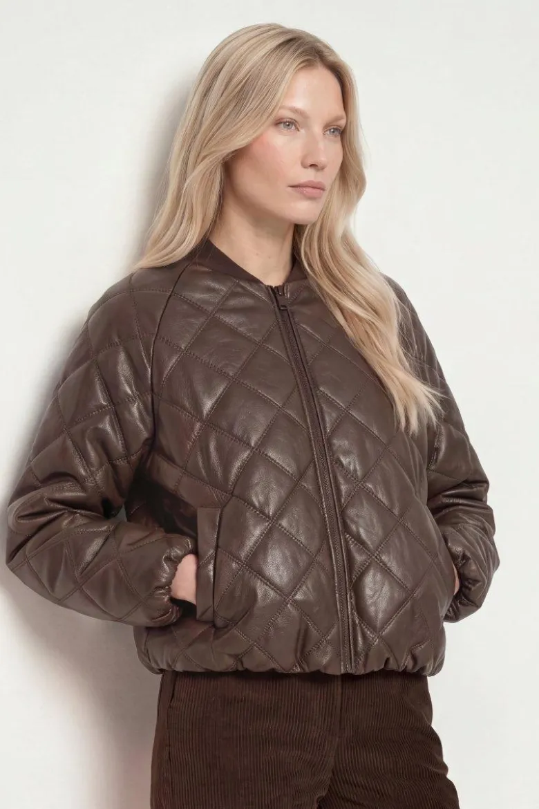 Gesteppte Jacke in Lederoptik