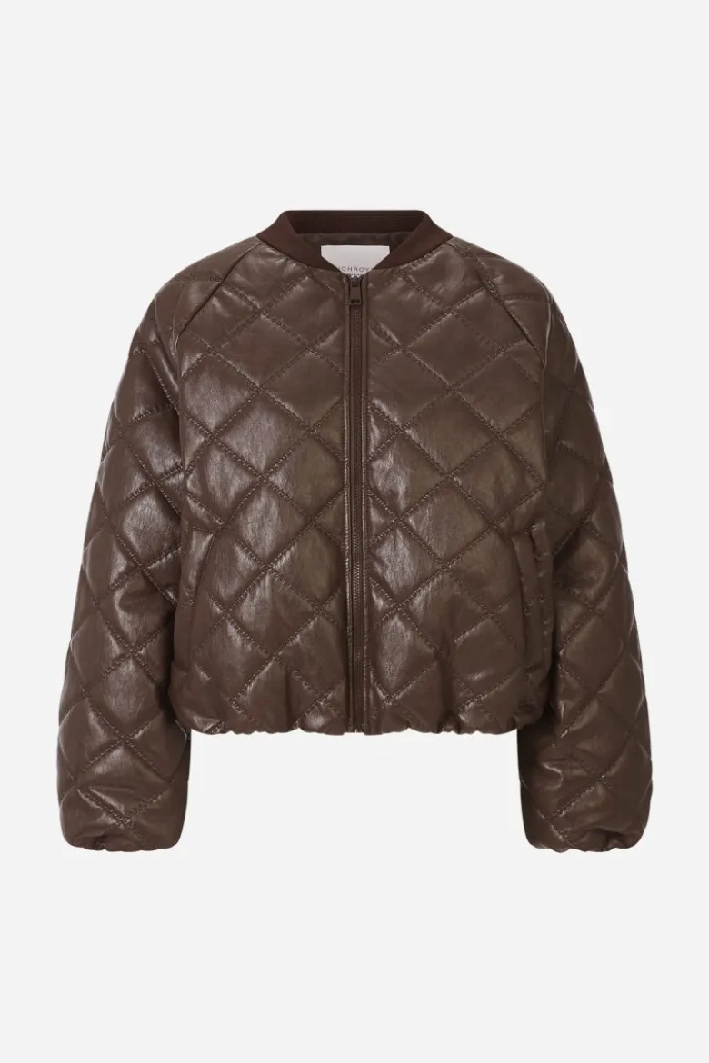 Gesteppte Jacke in Lederoptik