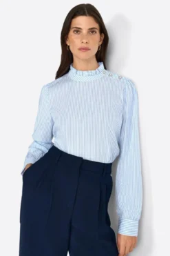 Gestreifte Bluse in Hellblau