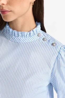 Gestreifte Bluse in Hellblau