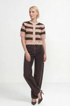Gestreifter Cardigan aus Alpaka-Mix