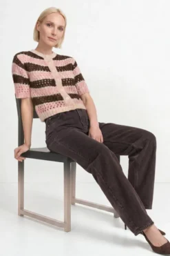 Gestreifter Cardigan aus Alpaka-Mix