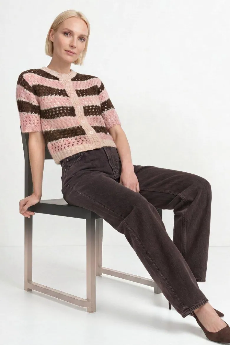 Gestreifter Cardigan aus Alpaka-Mix