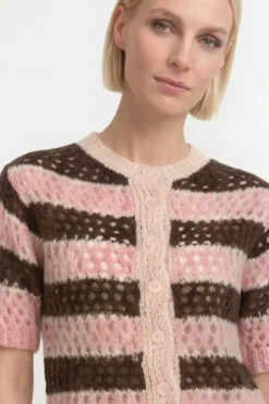 Gestreifter Cardigan aus Alpaka-Mix
