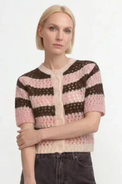 Gestreifter Cardigan aus Alpaka-Mix