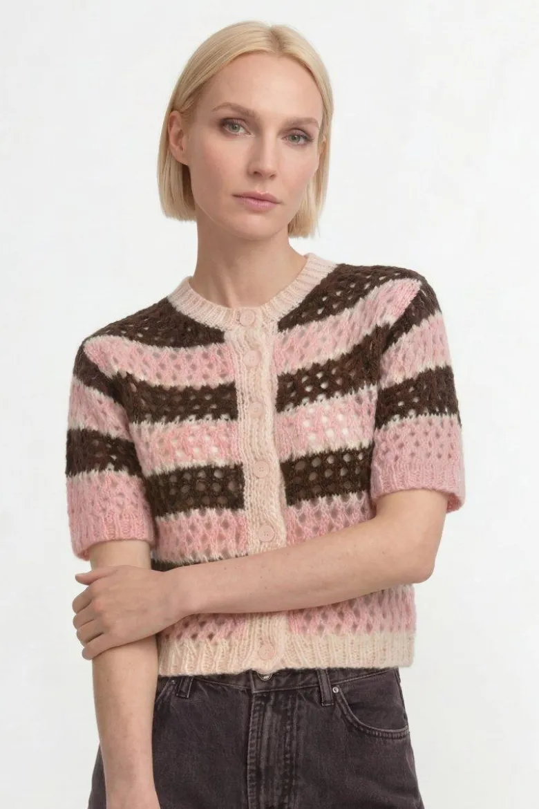 Gestreifter Cardigan aus Alpaka-Mix