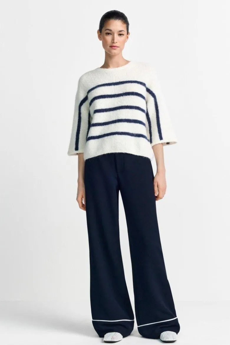 Gestreifter Halbarm-Pullover