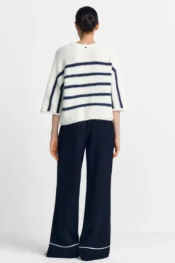 Gestreifter Halbarm-Pullover