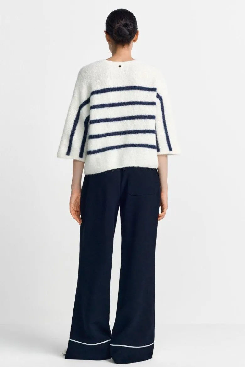 Gestreifter Halbarm-Pullover
