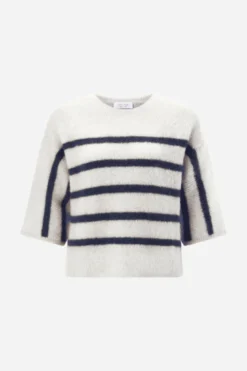 Gestreifter Halbarm-Pullover